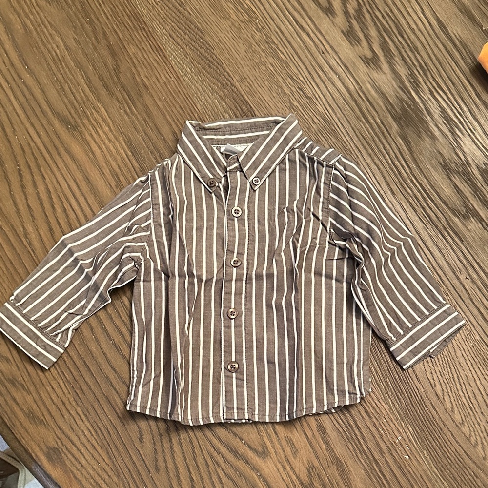 Mini Wear Striped Brown Kids Shirt 12 months